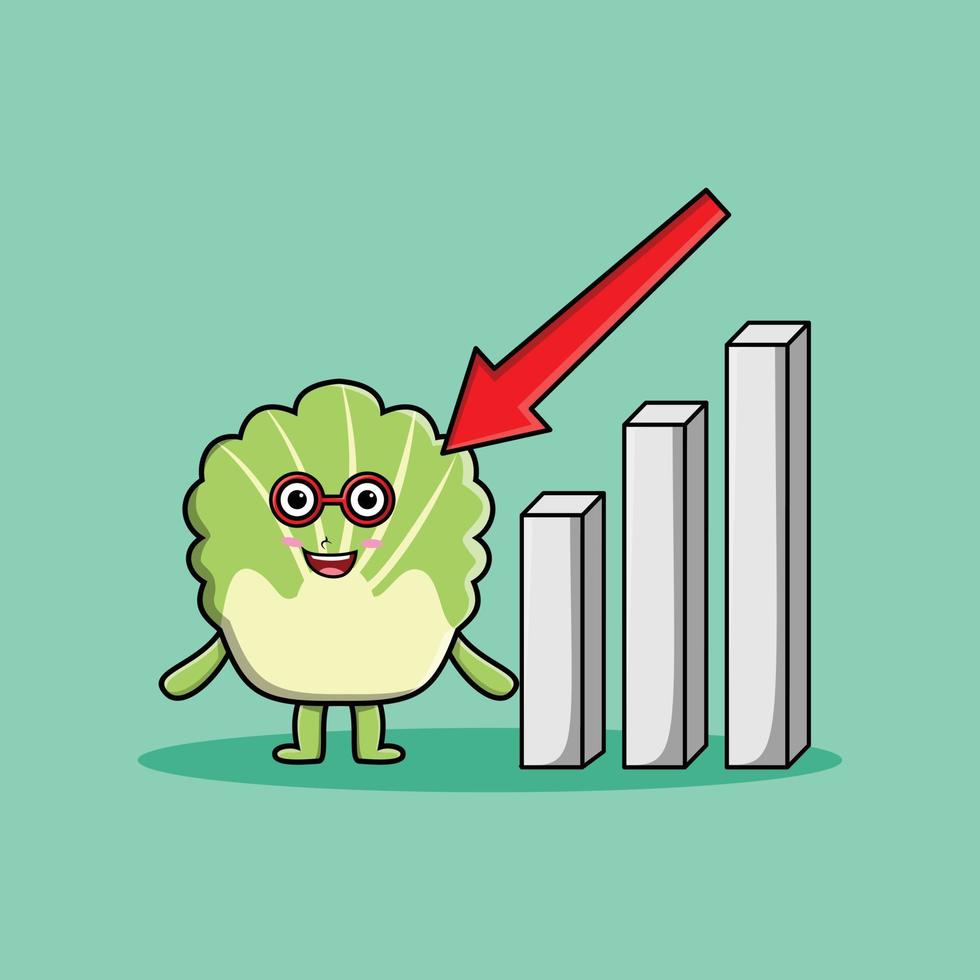 cartoon chinese cabbage with down sign graphic vector
