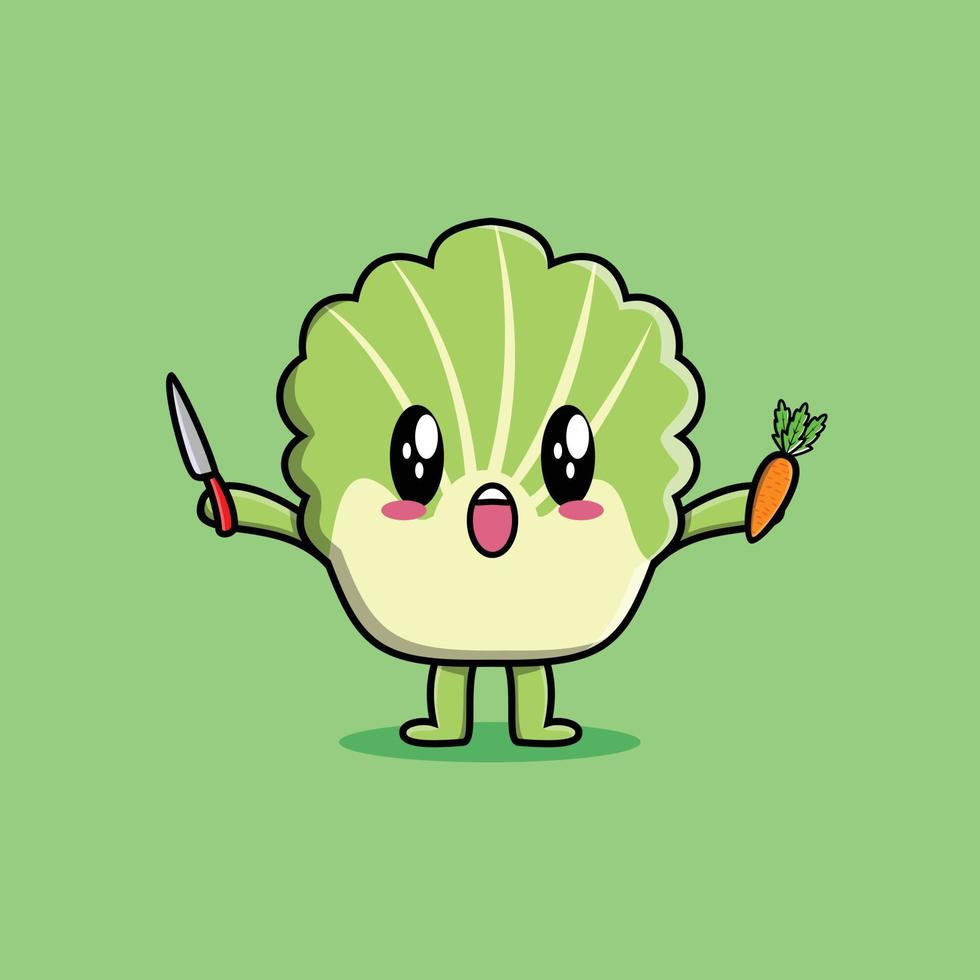cute chinese cabbage cartoon character with different expressions of cartoon face vector illustrations