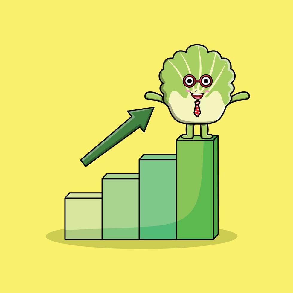 Chinese cabbage businessman with a deflation chart vector
