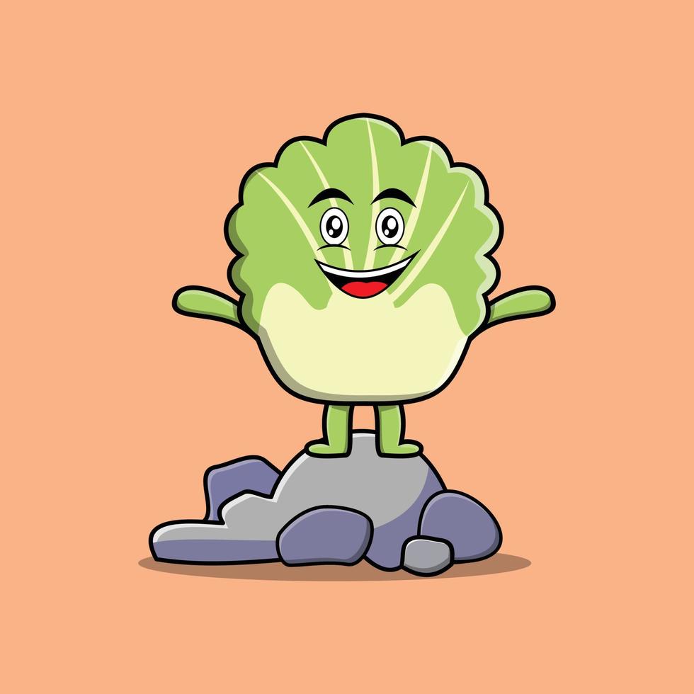 Cute cartoon chinese cabbage standing in stone vector