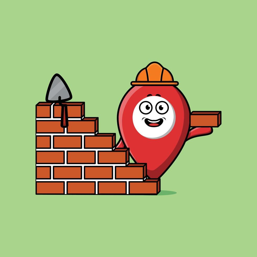 Cute cartoon pin location as mason character vector