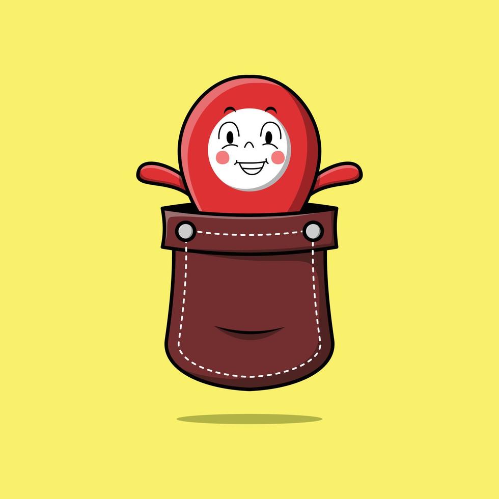 Cute cartoon pin location coming out from pocket vector