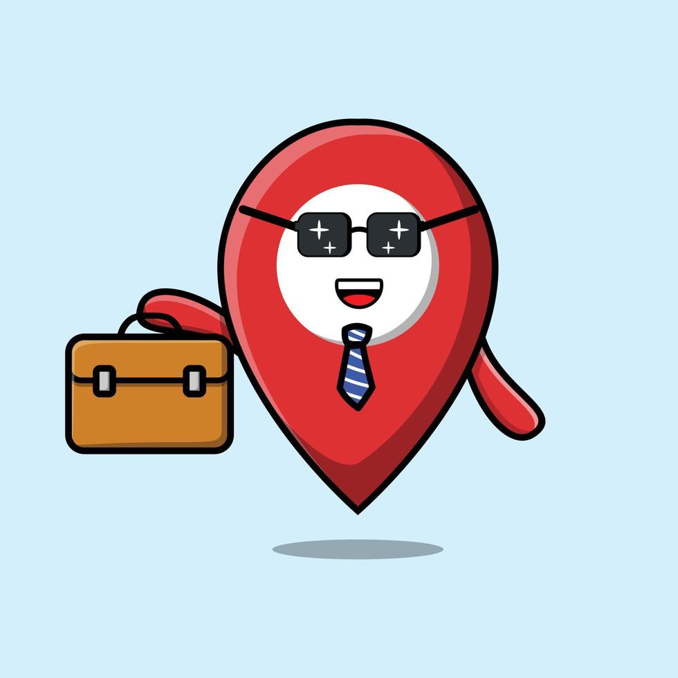 cartoon pin location businessman holding suitcase vector