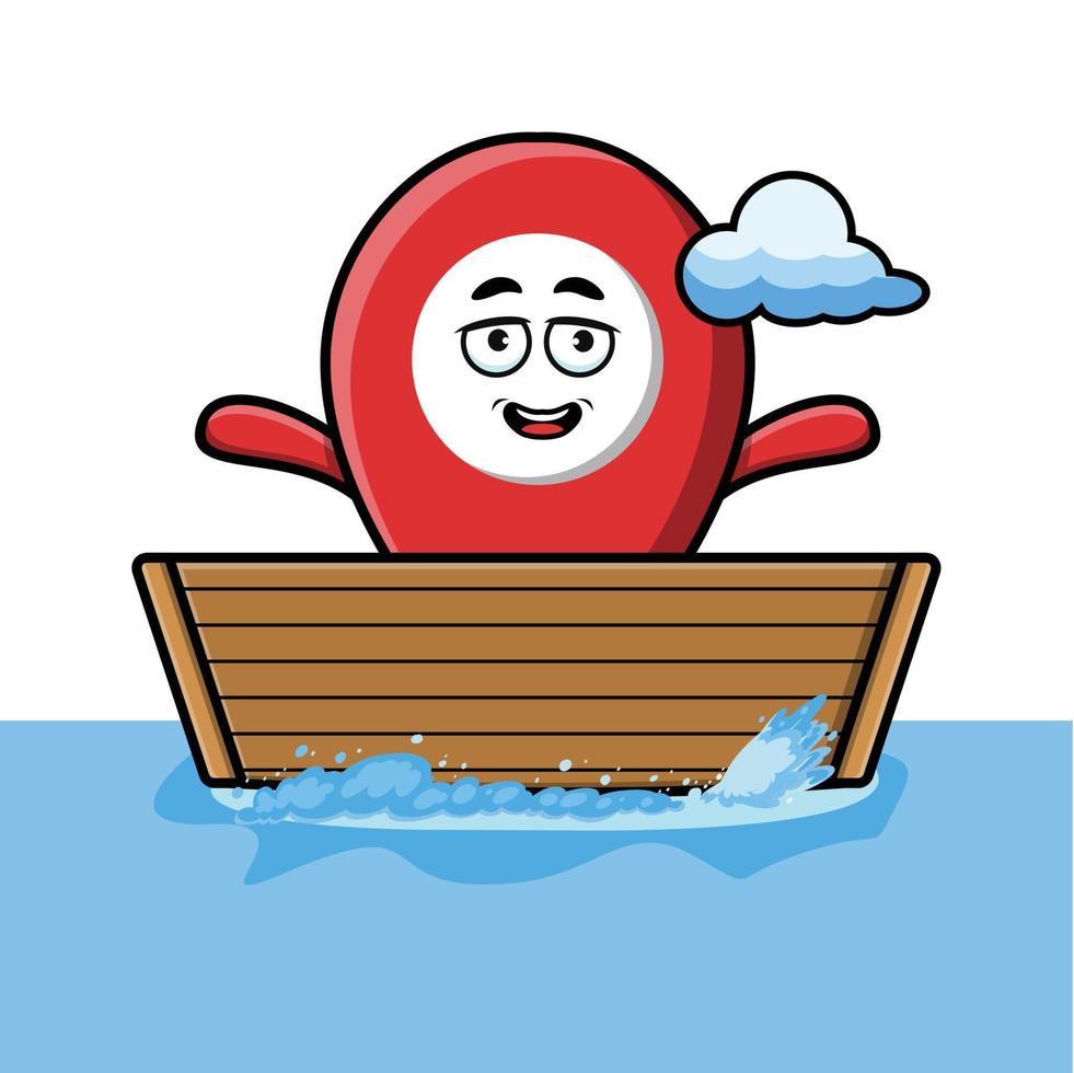 cute cartoon pin location get on boat character vector
