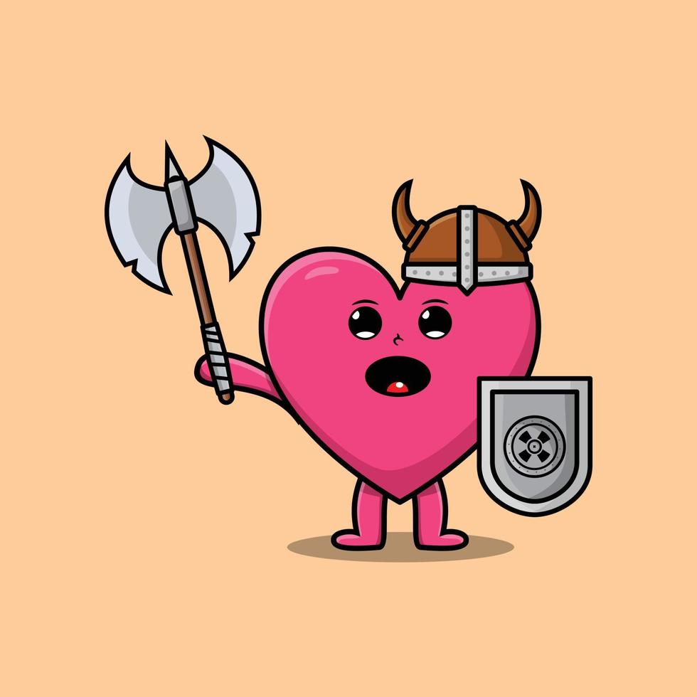 personaje de dibujos animados lindo encantador corazón pirata vikingo vector