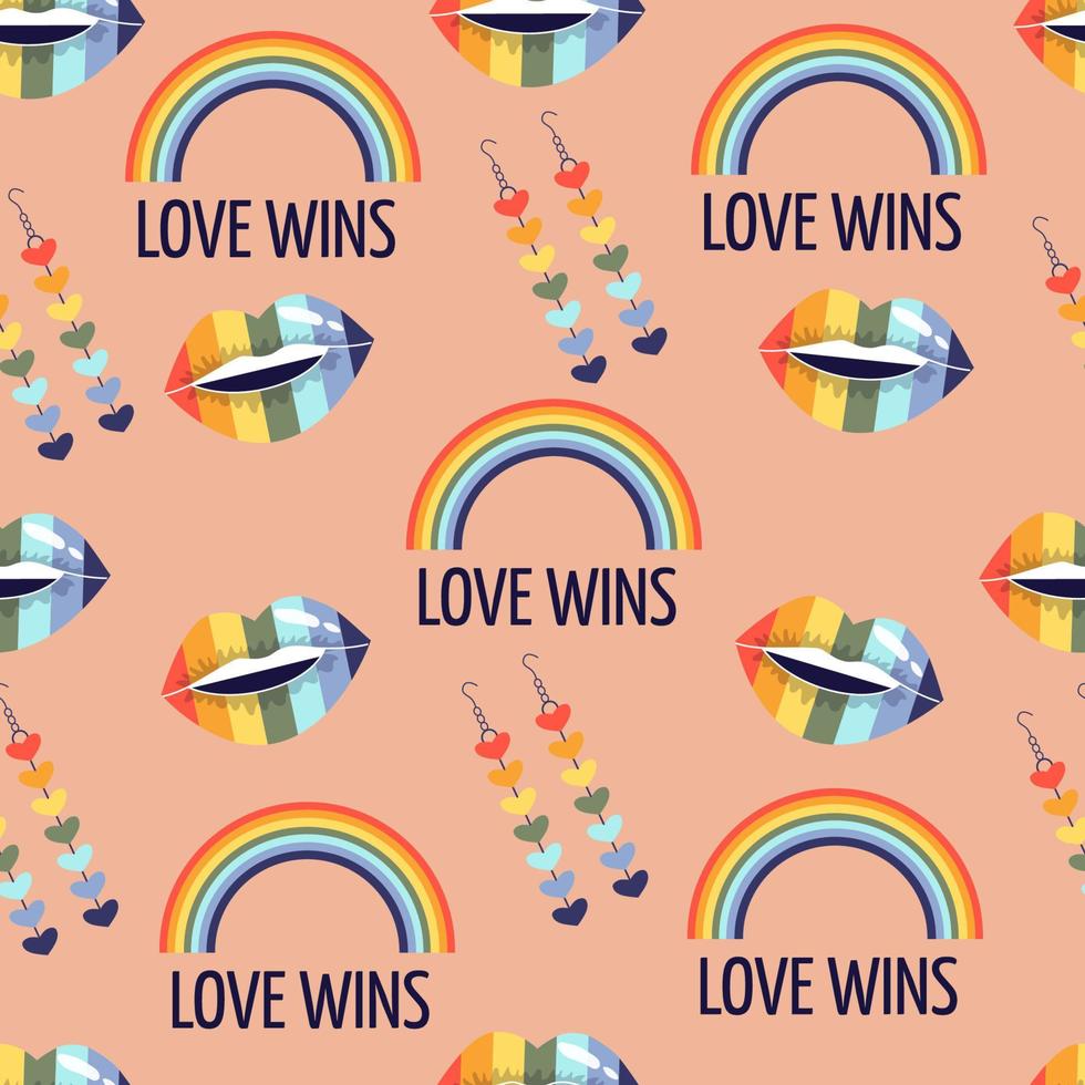 The concept of Pride. Bright pattern with LGBT theme elements, rainbow coloring.   The concept of LGBTQ.  Equality and protection of love. vector