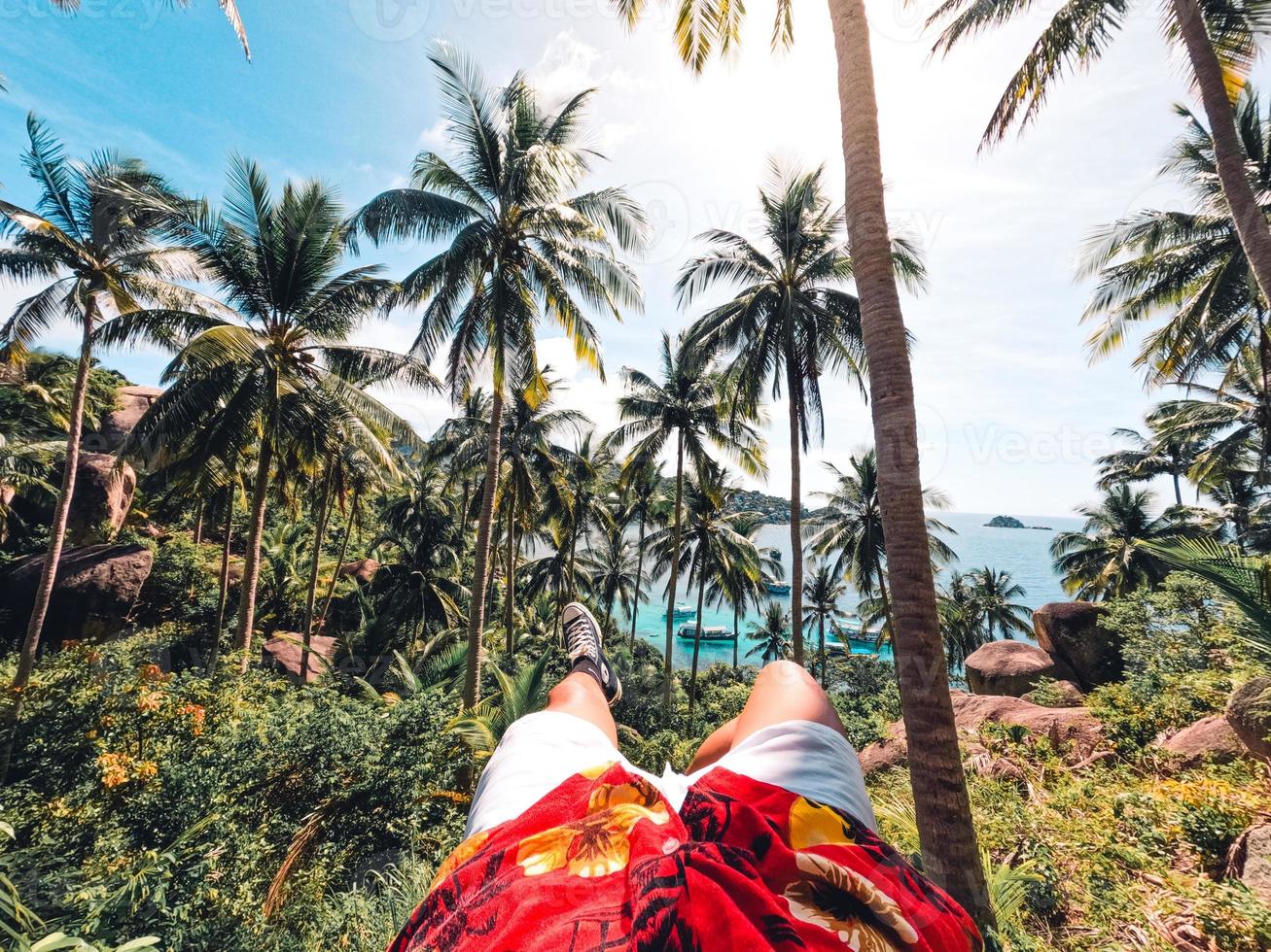 Beaches and coconut palms on a tropical island photo