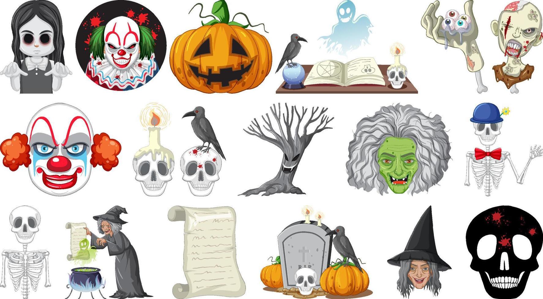 Halloween set with scary monsters vector