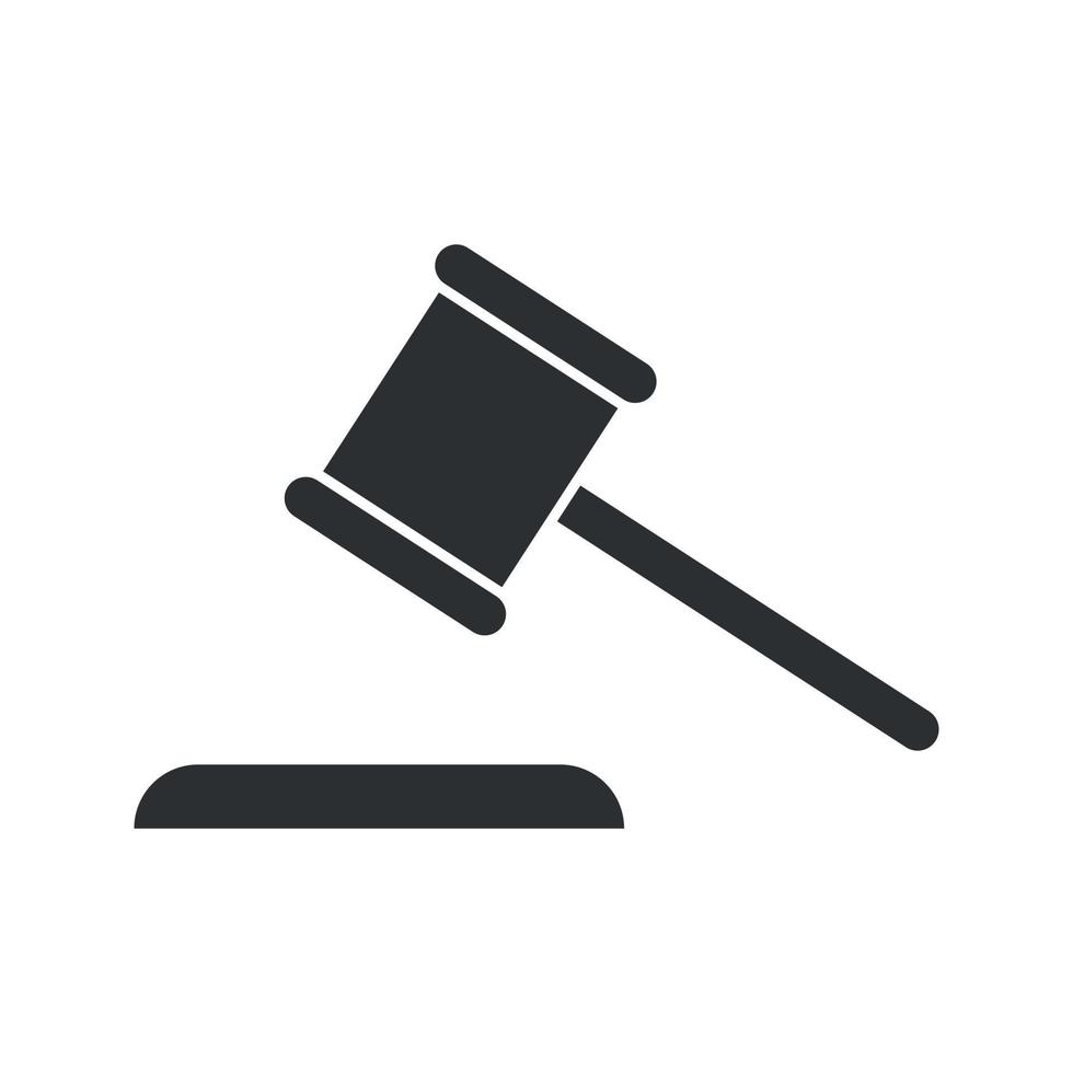 Judge Wood Hammer vector illustration, flat design, auction, judgment.