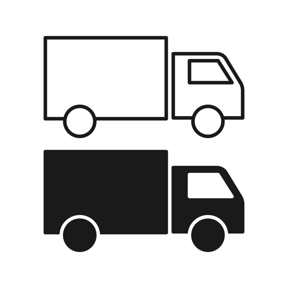 Simple truck silhouette, Delivery icon vector on blank background