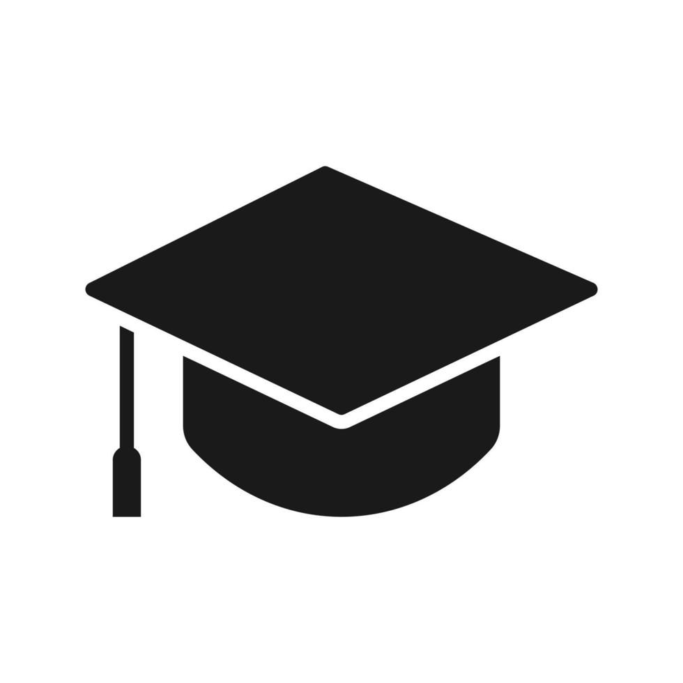 Square academic cap, Simple graduate cap silhouette icon vector illustration. on blank