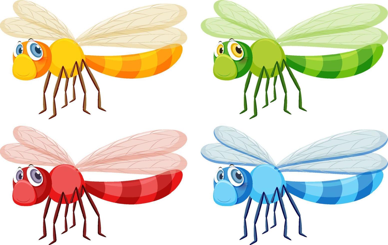 Set of different cute dragonflies vector