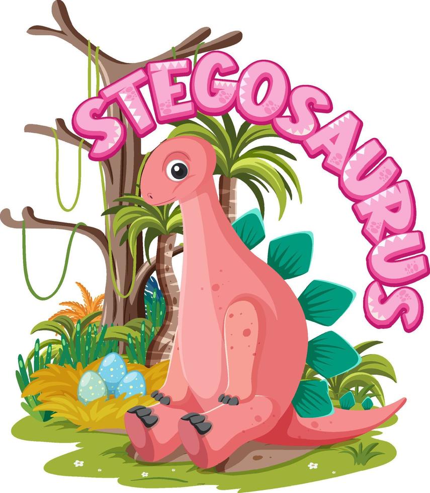 Little cute stegosaurus dinosaur cartoon character vector