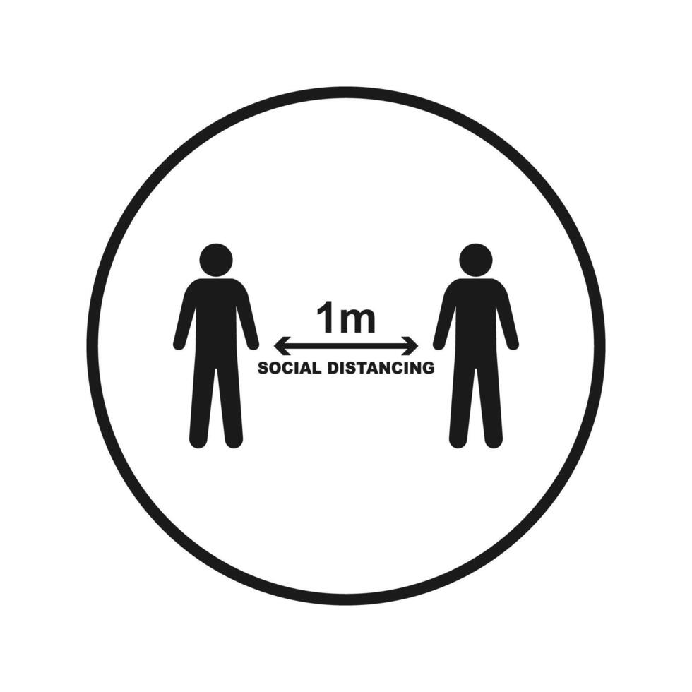 illustration Social distancing. Preventive measures. Keep the 1 meter distance. Coronovirus epidemic protective equipment. Vector illustration.