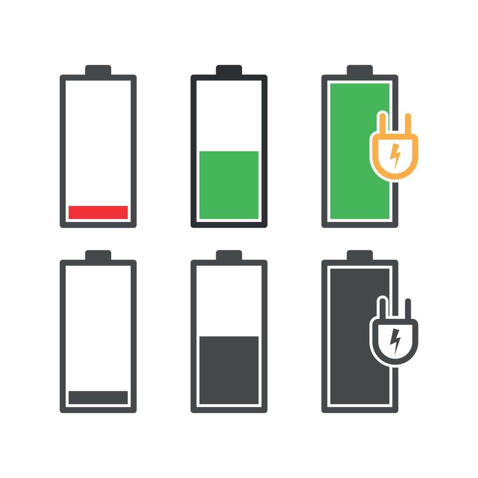 The battery icons. Flat icons set on blank background vector