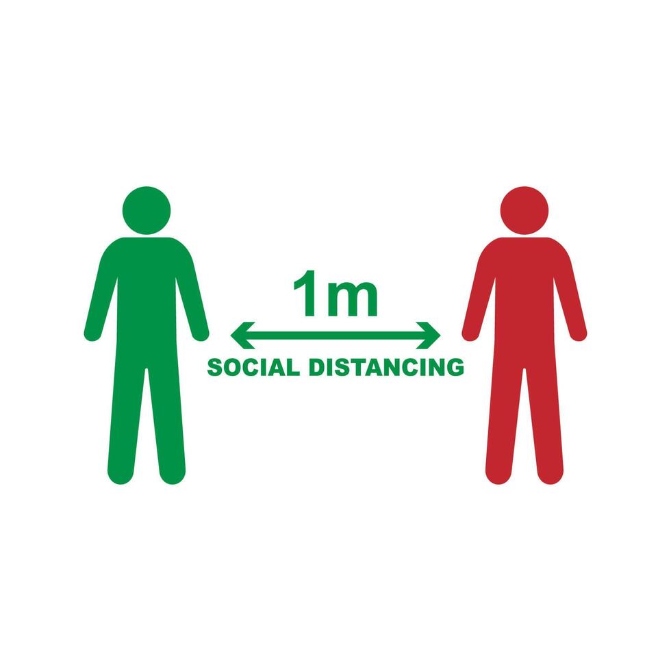 illustration Social distancing. Preventive measures. Keep the 1 meter distance. Coronovirus epidemic protective equipment. Vector illustration.