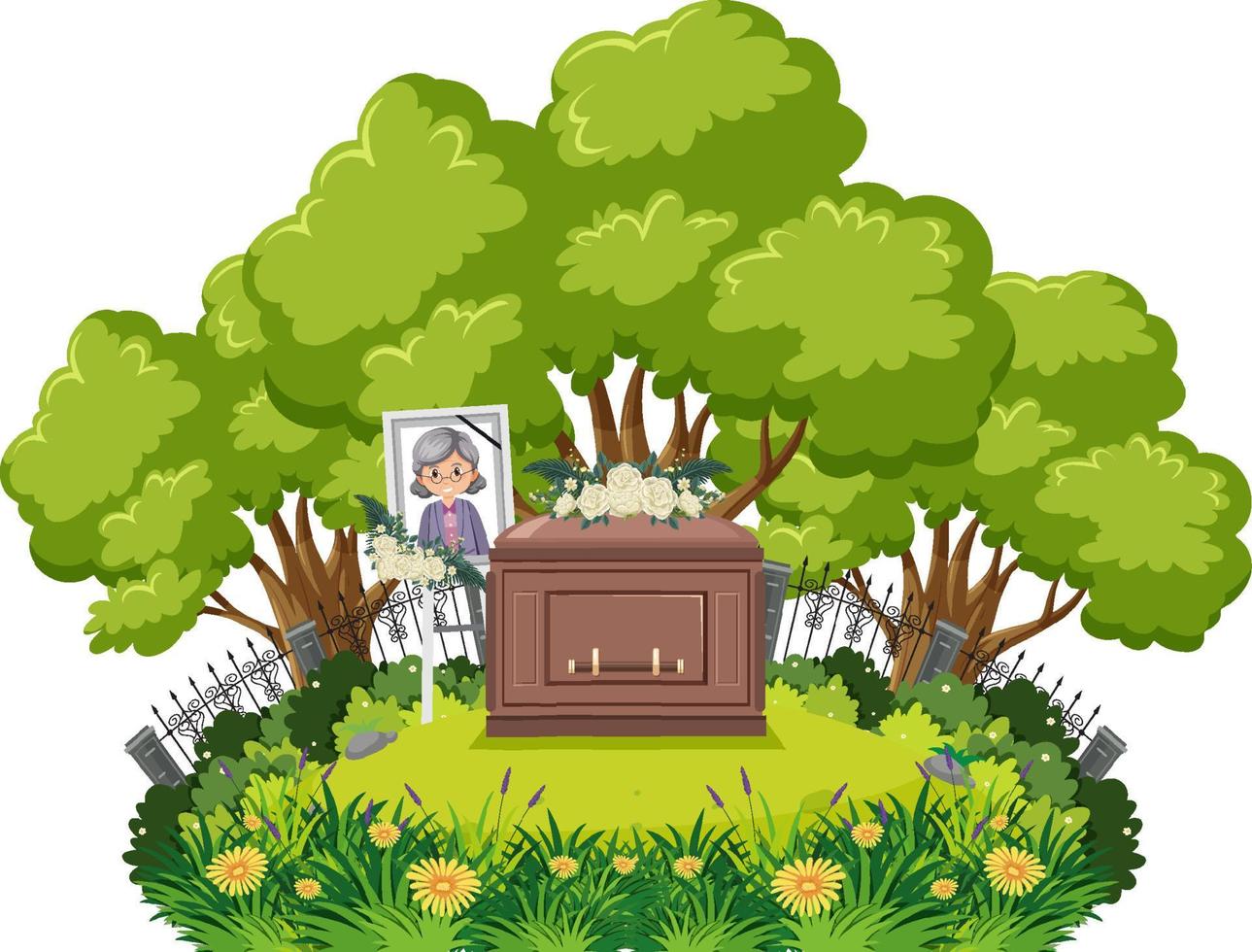 Coffin at funeral ceremony vector