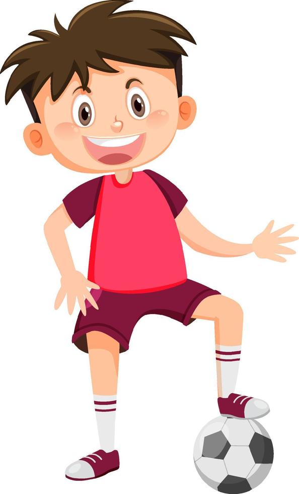 Cute boy playing football cartoon vector