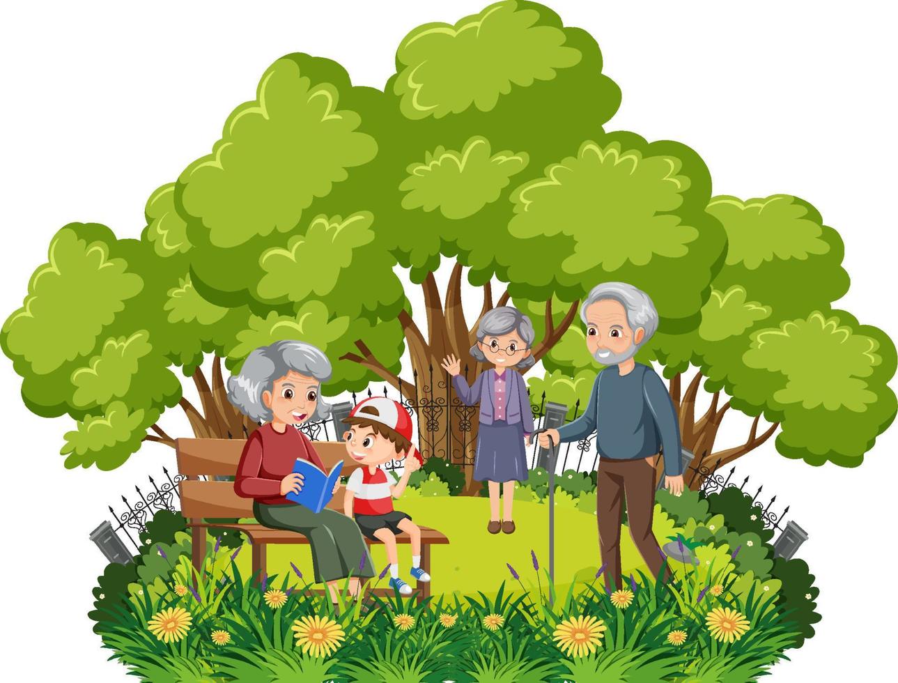 Elderly people at park vector