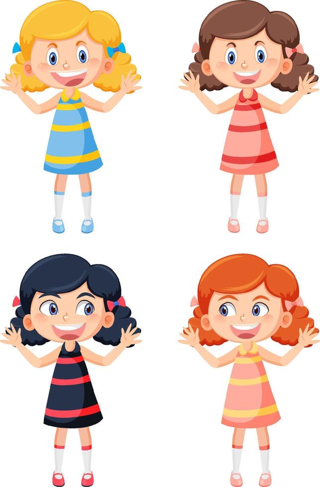 conjunto de diferentes chicas lindas felices vector