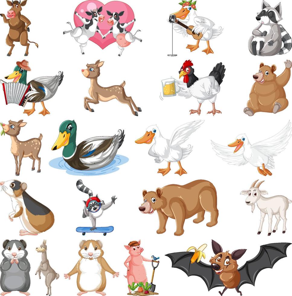 conjunto de diferentes niños de animales vector