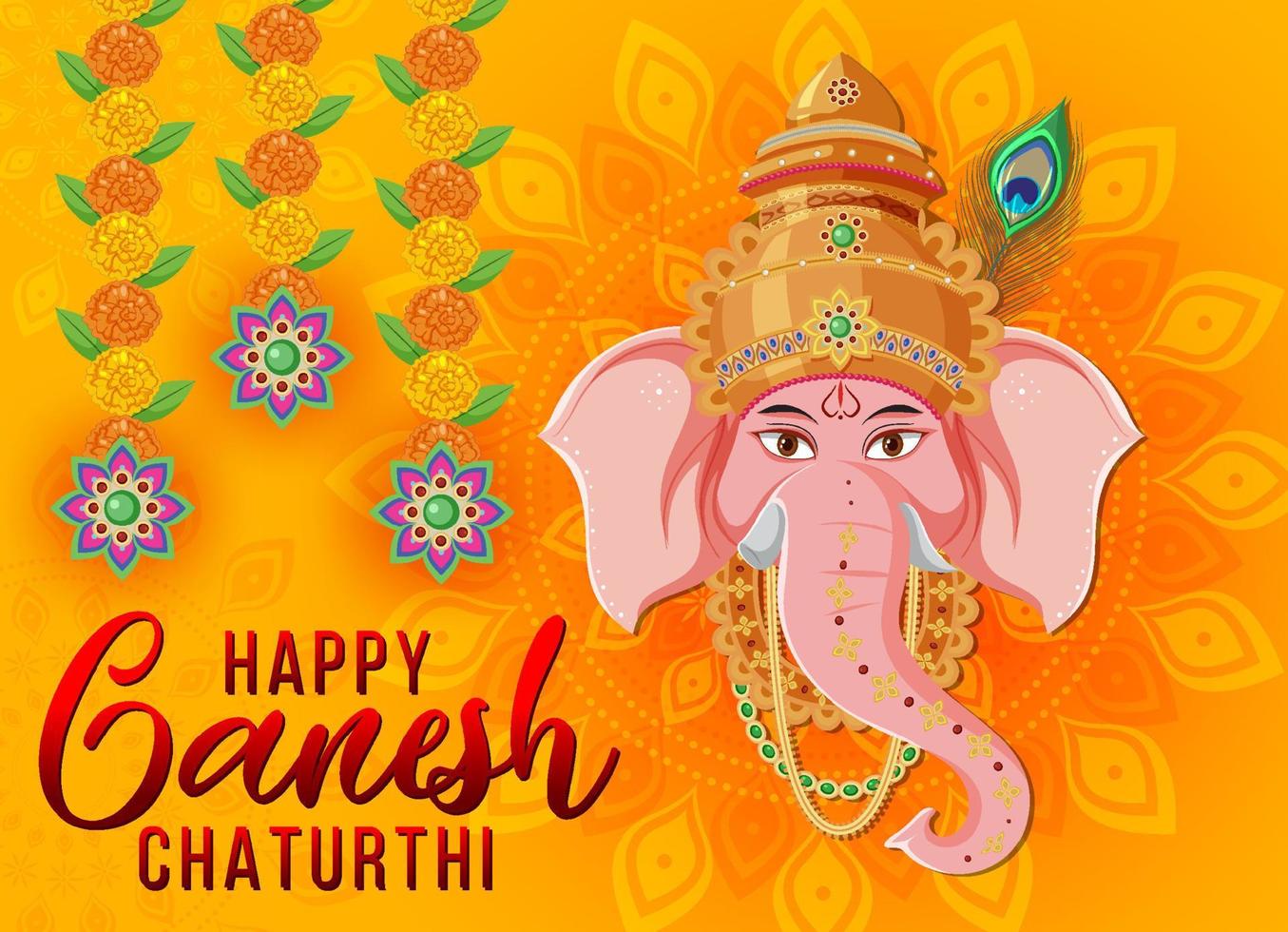 feliz ganesh chaturthi cartel vector