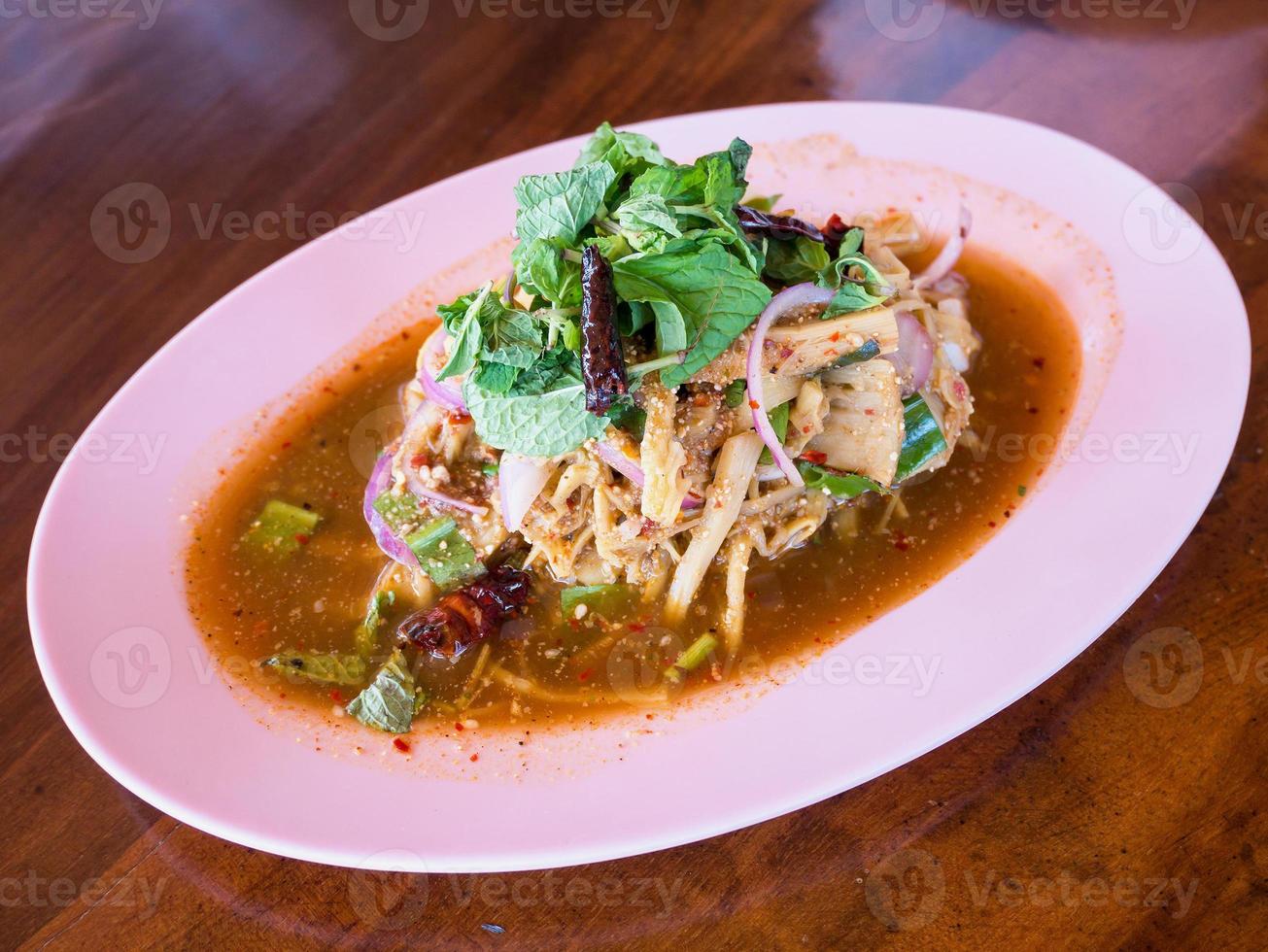 Bamboo shoot spicy salad Thai food photo