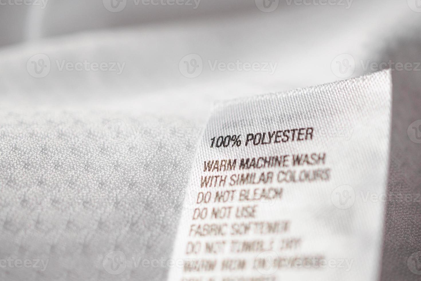 Polyester fabric Clothing label with laundry instructions photo