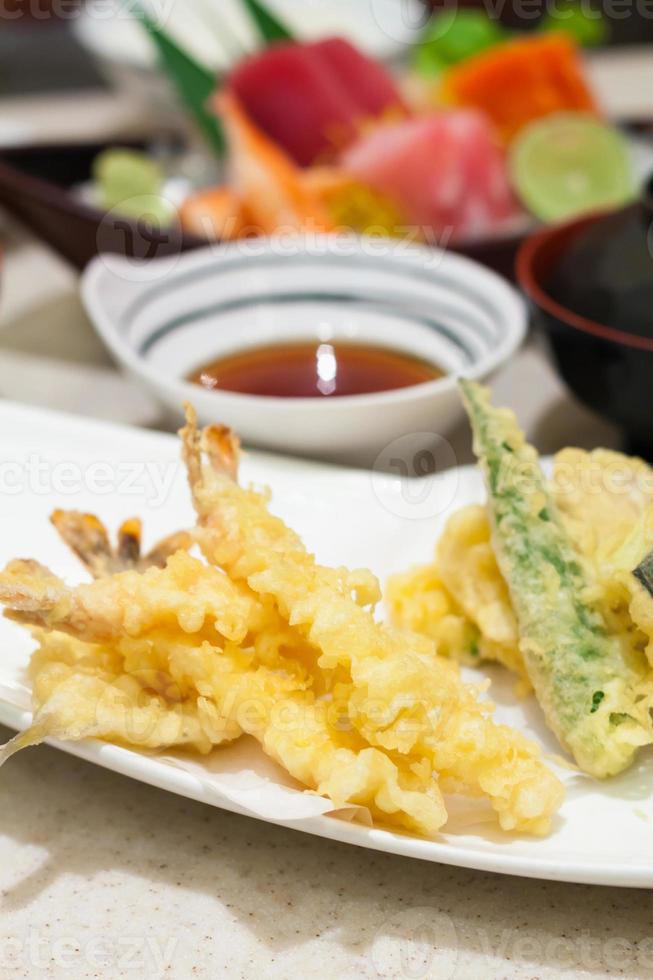 Tempura set close up photo