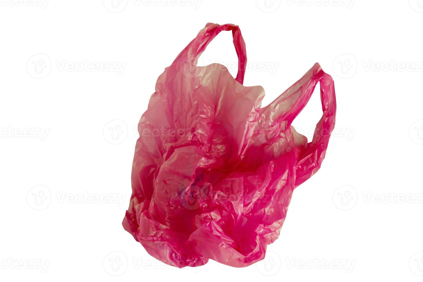 red plastic bag isolated on white background with clipping path photo