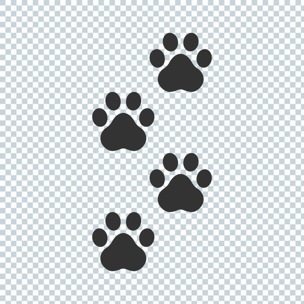 icono de huella vectorial de pata de gato o perro. ilustración de símbolo de personaje de dibujos animados sobre fondo blanco vector