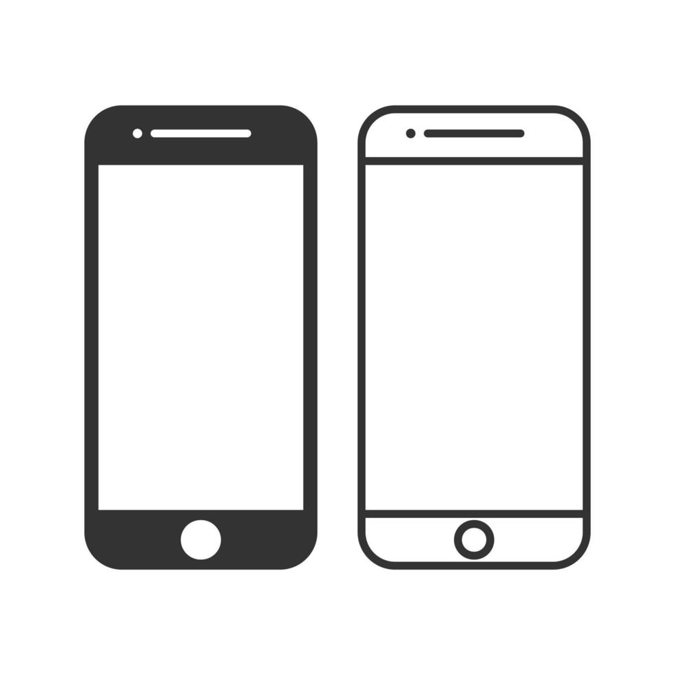 Collection of simple smartphone - mobile phone icon solid and outline design. vector illustration. color ediatble