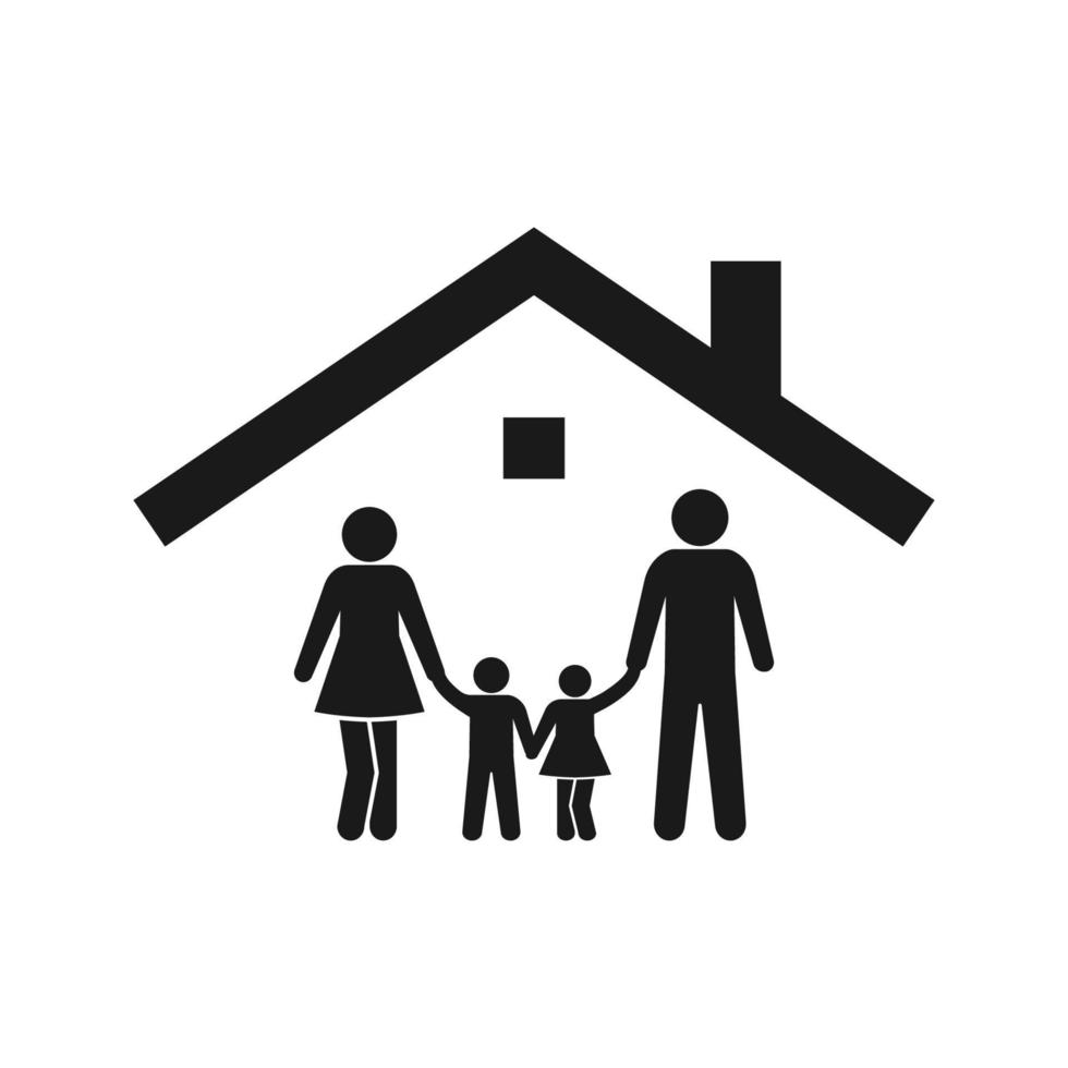 familia en el icono de la casa. ilustración vectorial aislada. vector