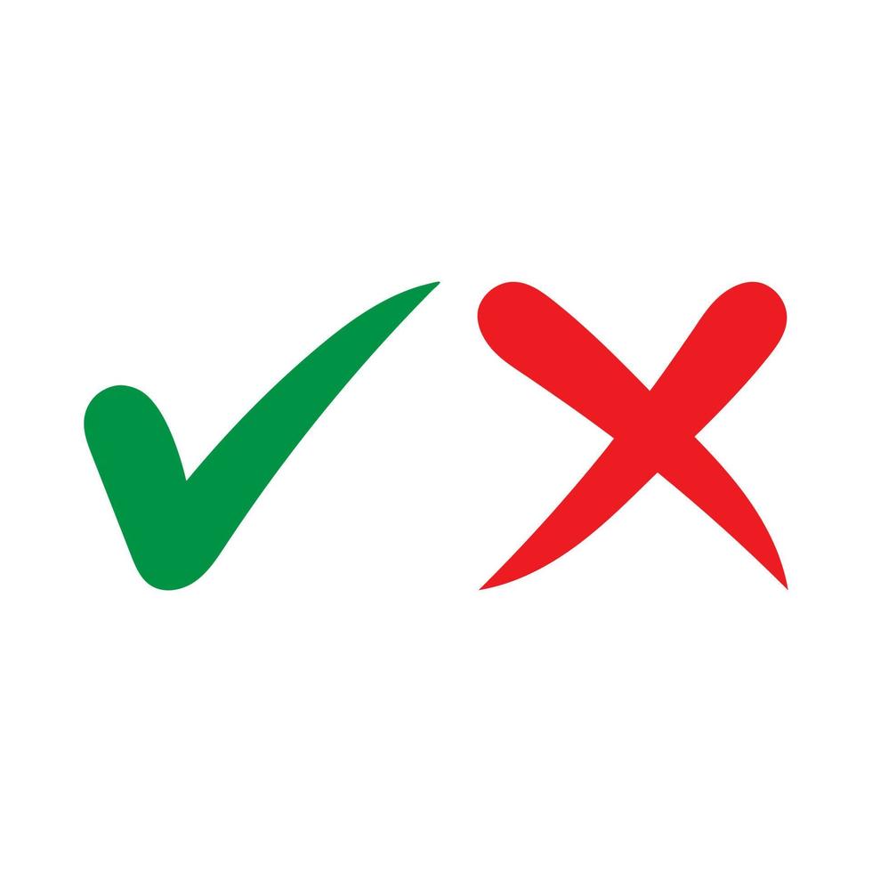 icono de marca de verificación, marcado, sí y no vector