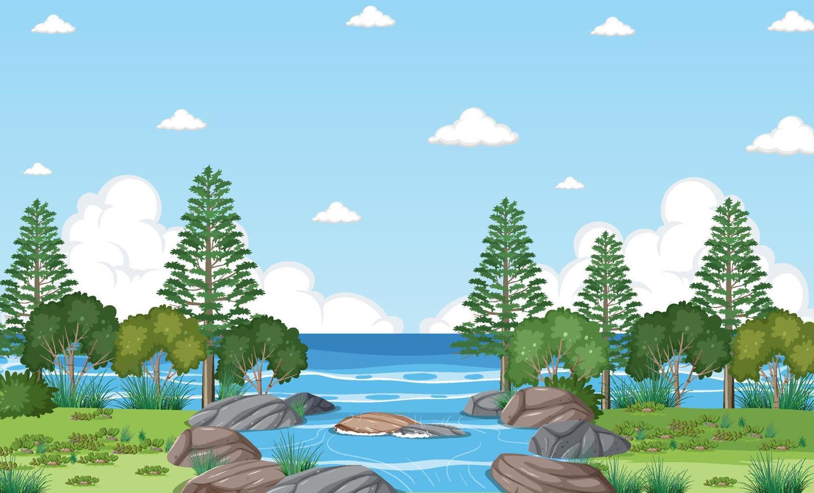 River in the forest background vector