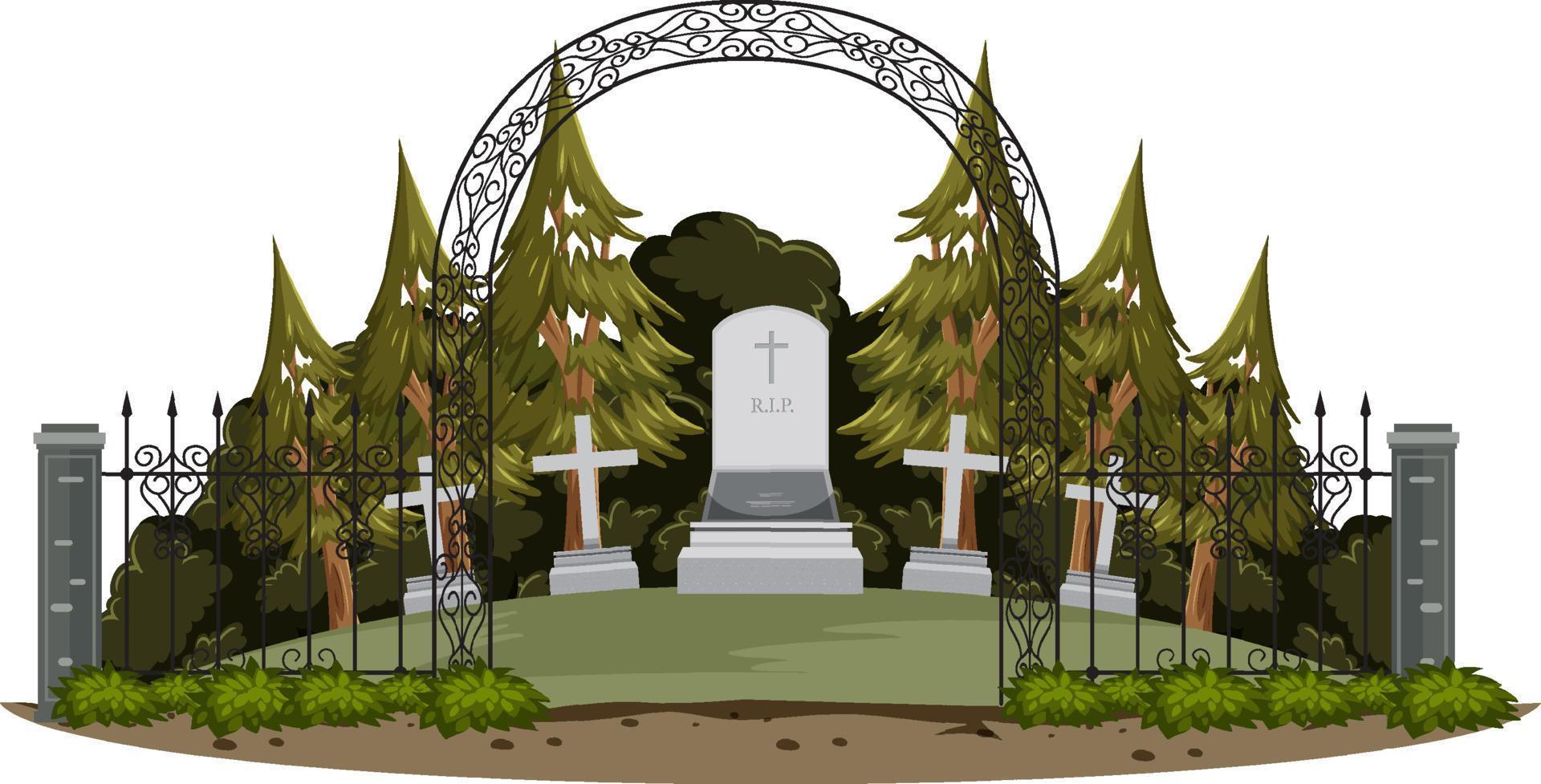 Cemetery graveyard scene isolated vector