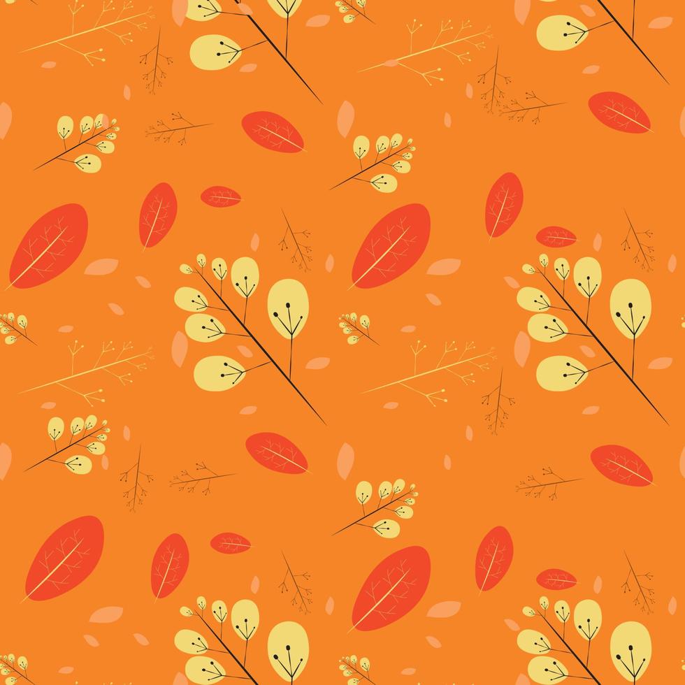 Seamless background with pattern of autumn leaves, vector illustration concept of fall, for wallpaper, textile, fabric pattern, carpet, or apparel.