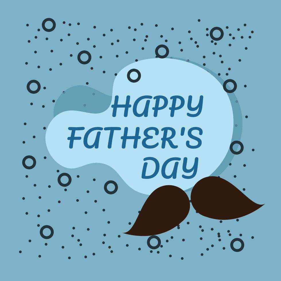 Vector illustration of Father's Day greeting card, with Happy Father's Day lettering decorated with hearts and blue background.