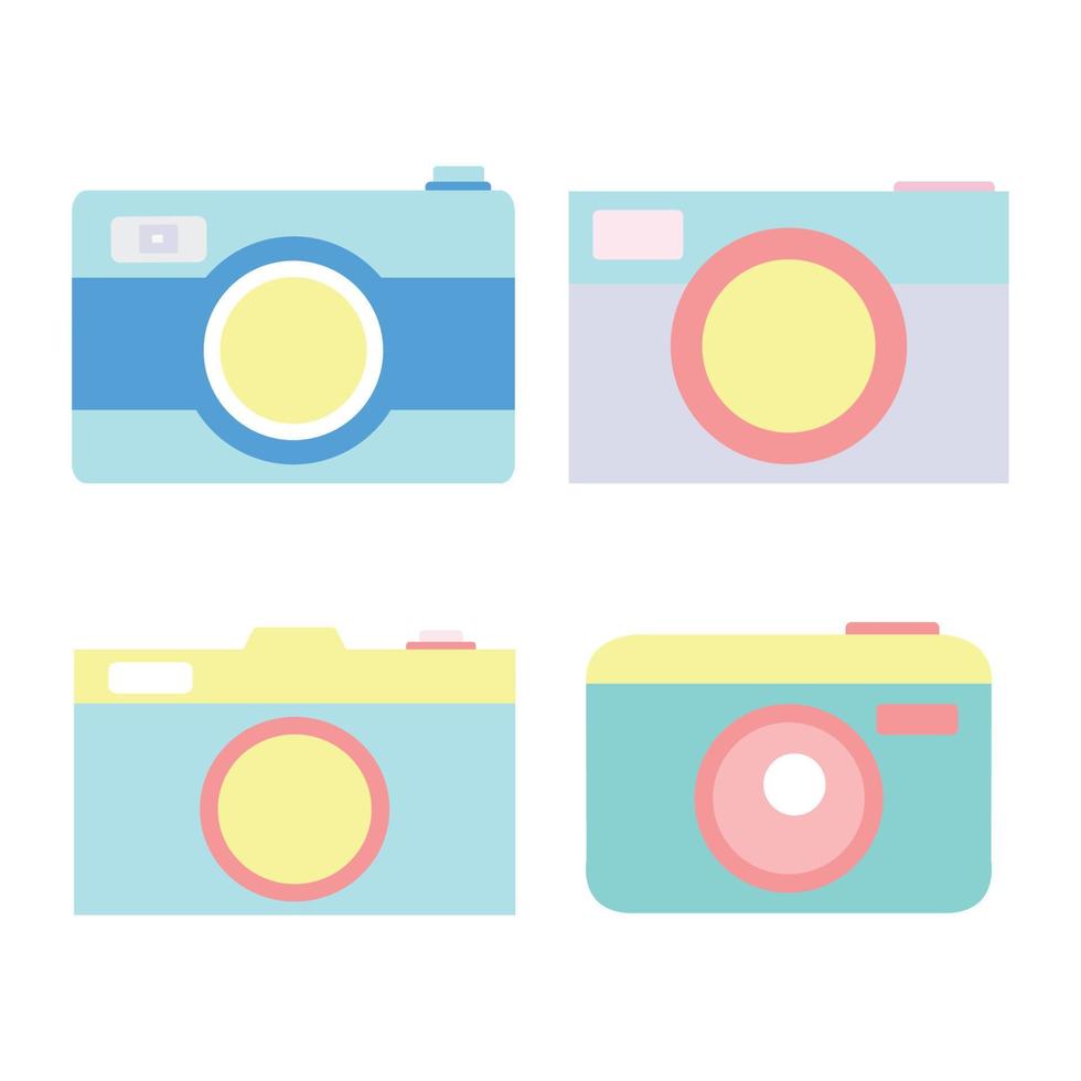 conjunto de estilo minimalista pastel de color de cámara vector