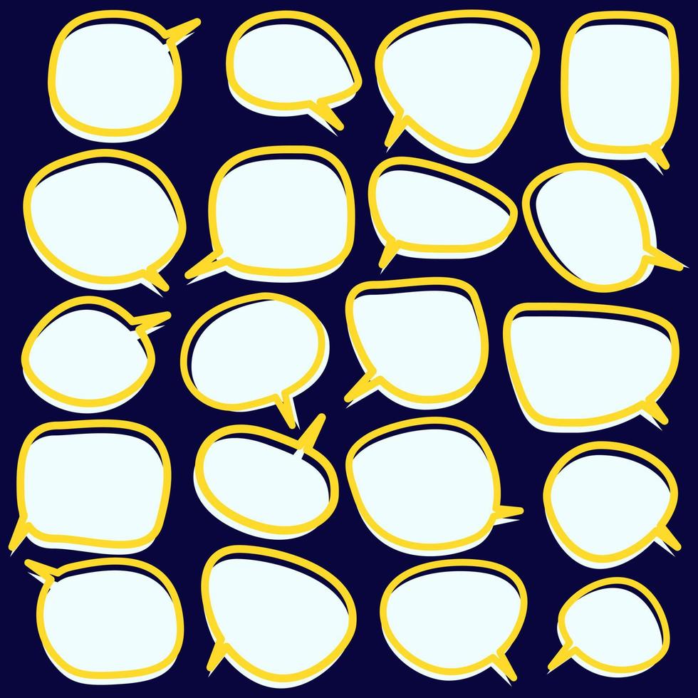 Set speech bubbles on white background. chat box and doodle message or communication icon Cloud speaking for comics and minimal message dialog vector