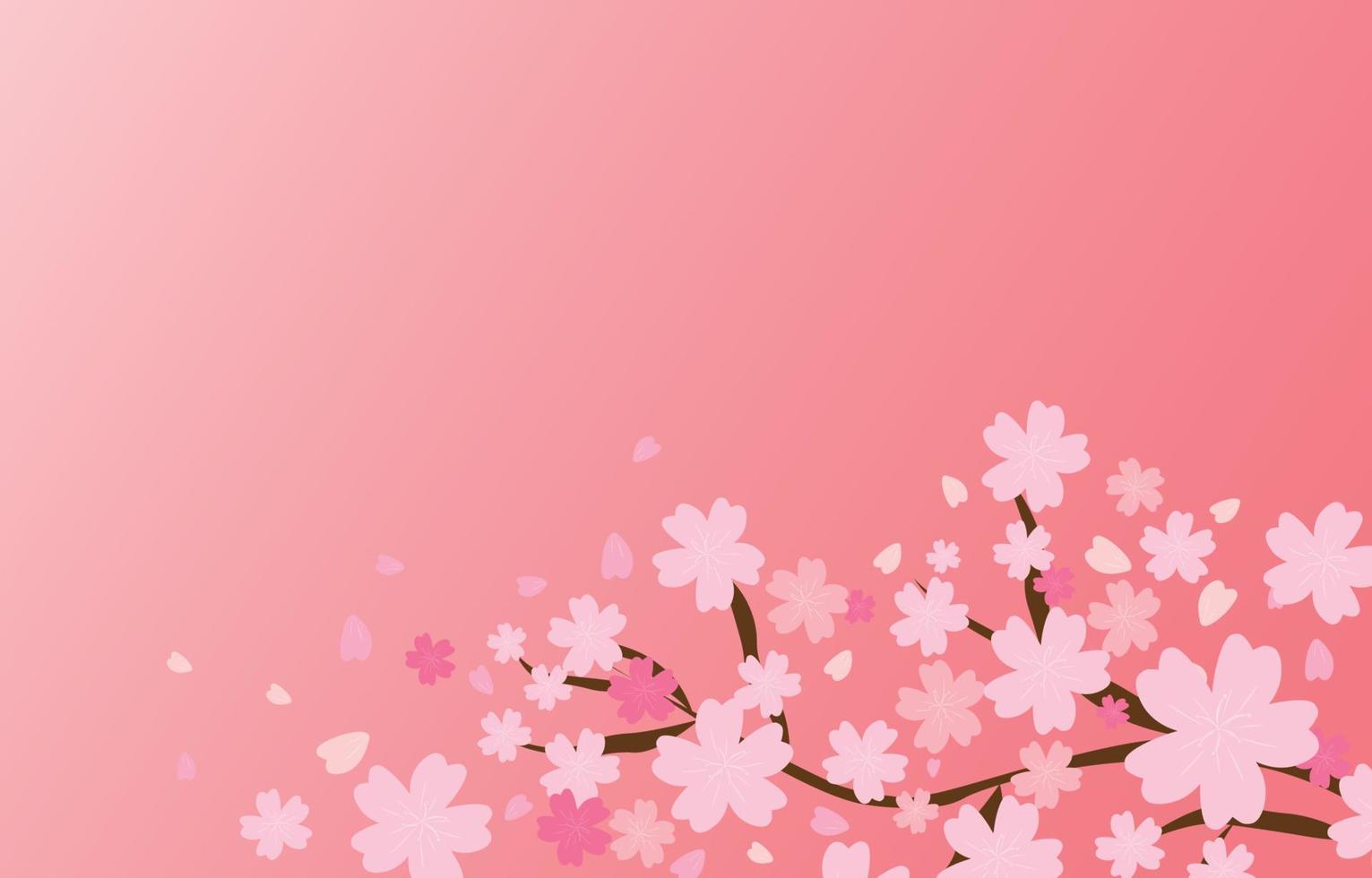 sweet pink sakura with empty space in the middle, spring background concept, vector illustration