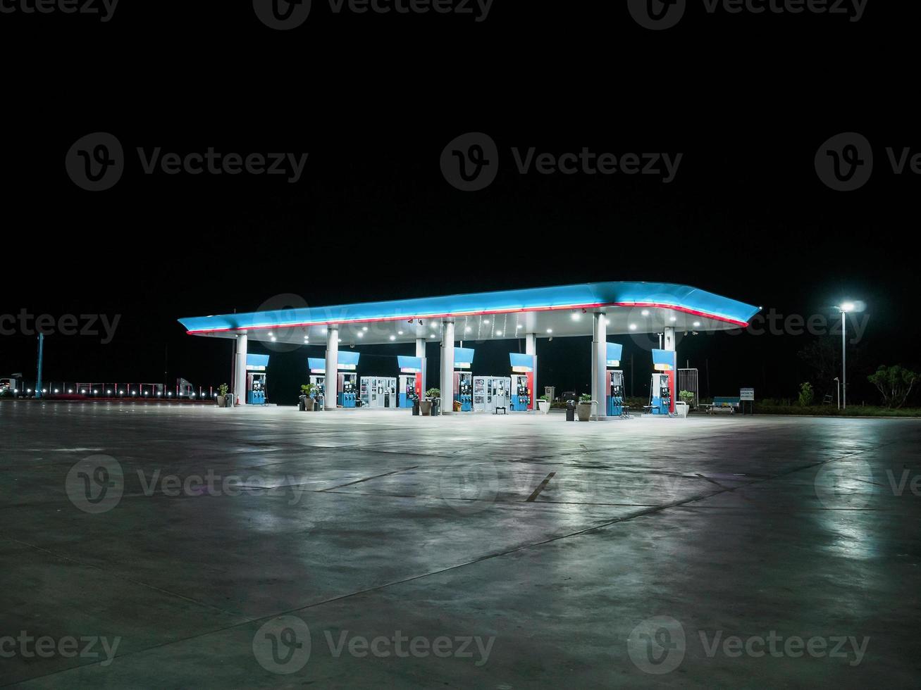 Gas station at night photo