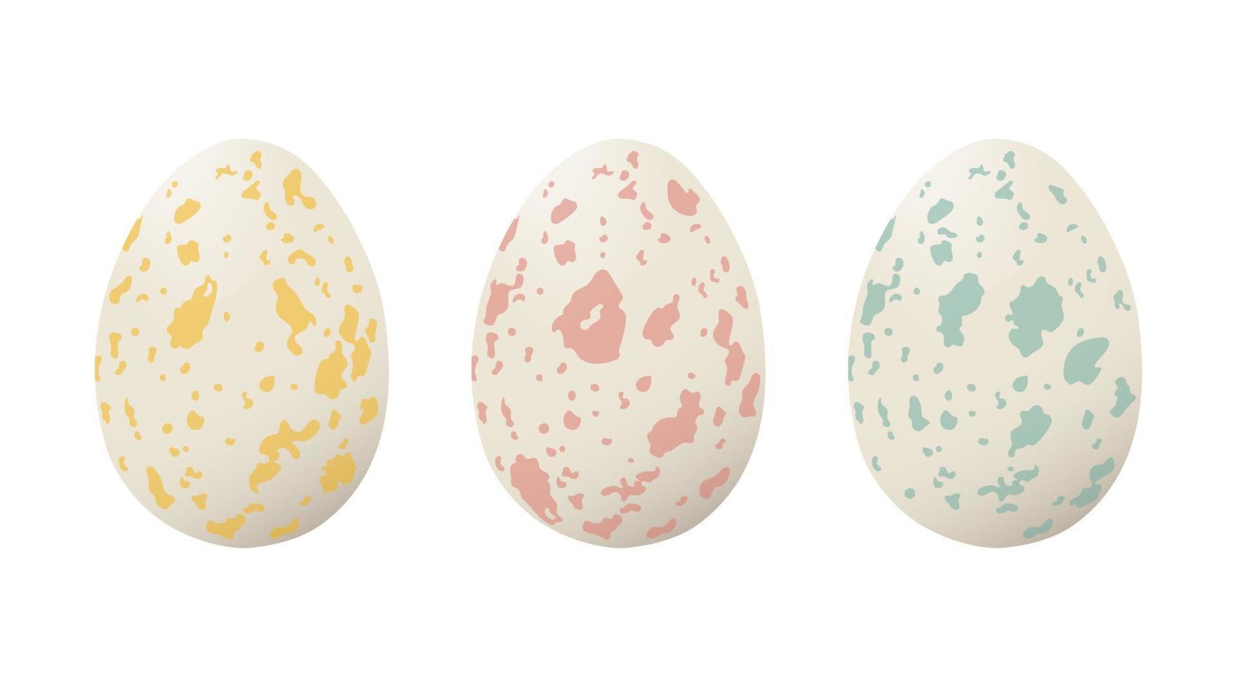 Vector multicolored quail eggs on a white background