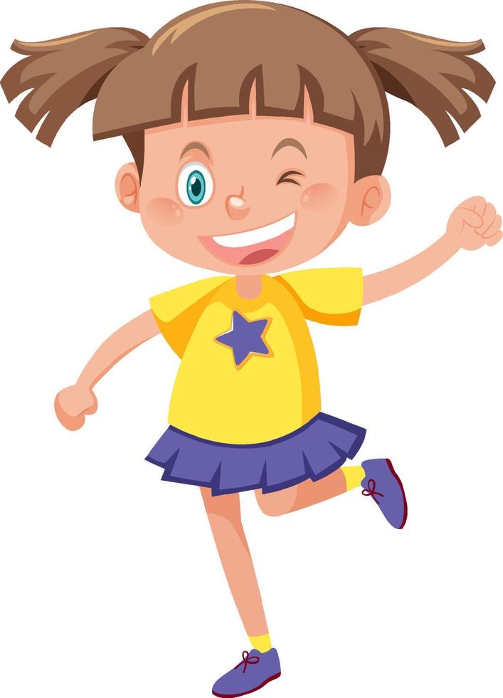 Happy girl cartoon character vector