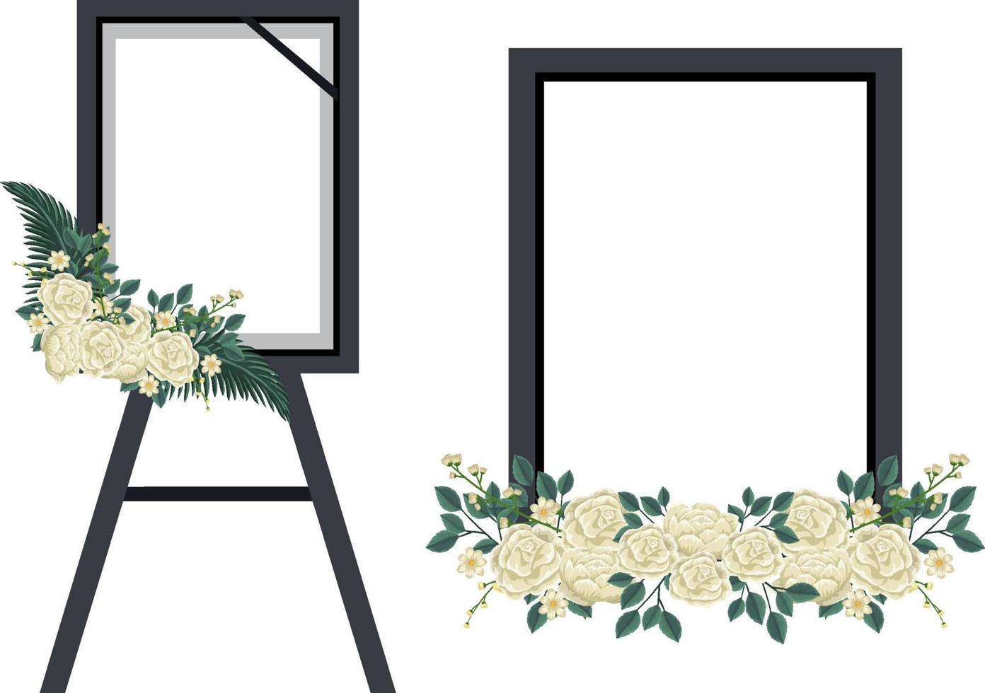 marco funerario con plantilla de flores vector