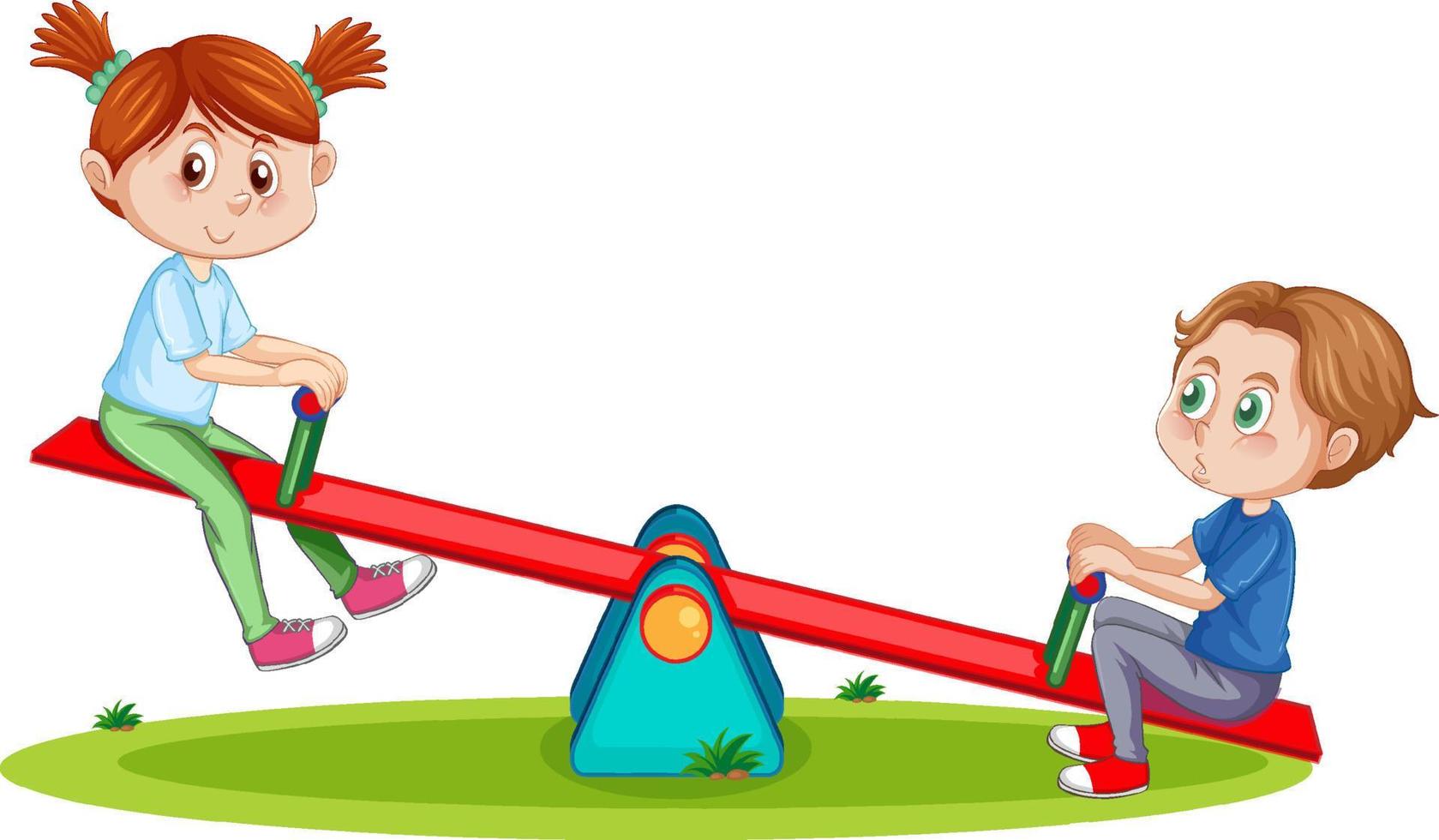 Kids playing seesaw cartoon vector