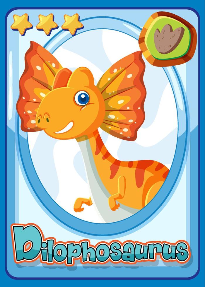 Dilophosaurus dinosaur cartoon card vector