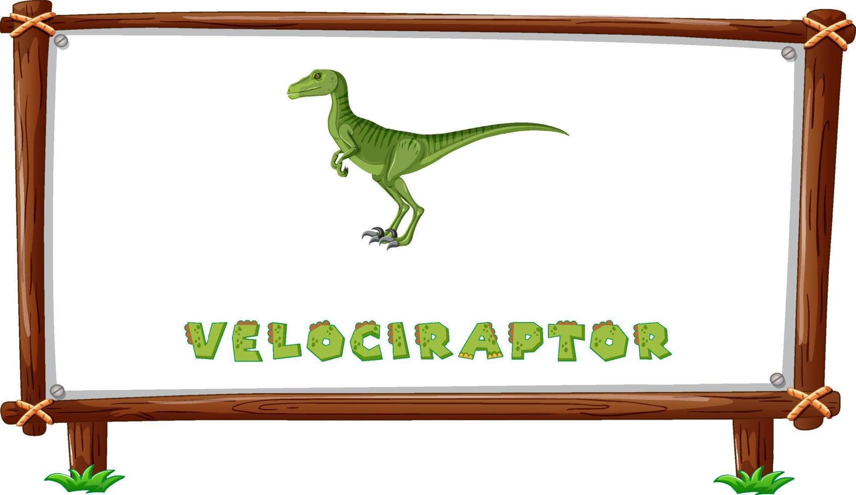 plantilla de marco con dinosaurios y diseño de velociraptor de texto dentro vector