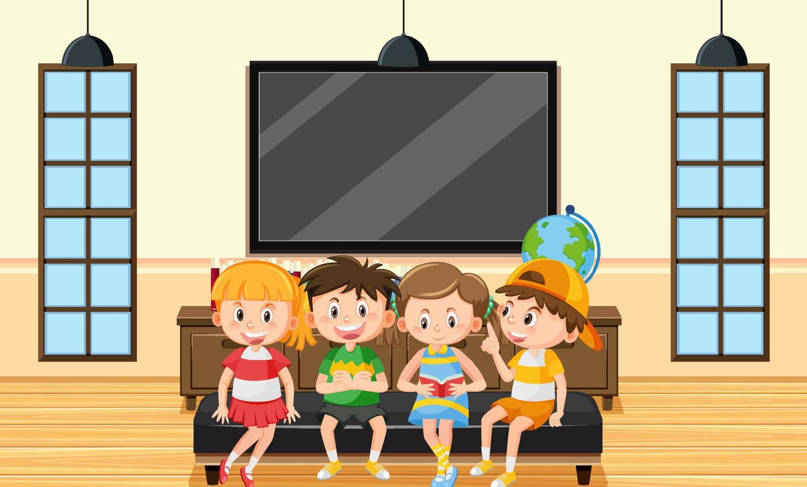 Room scene with children reading book vector