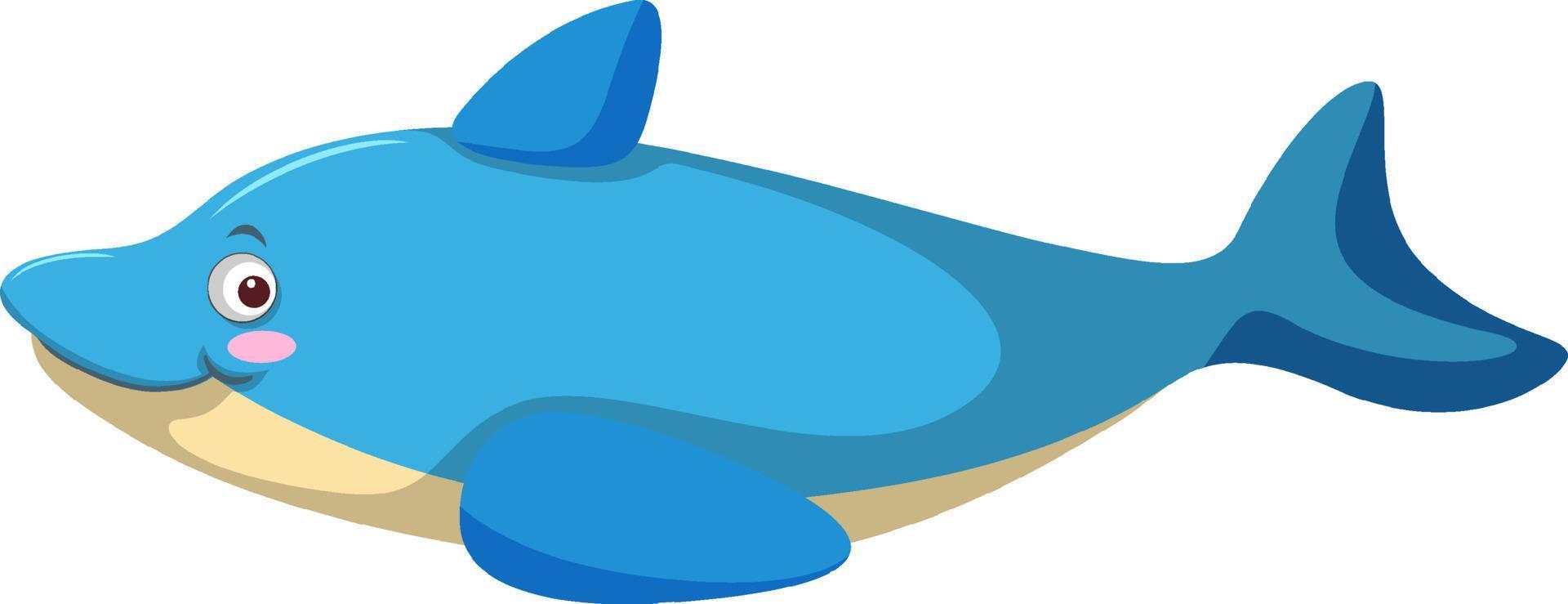 Blue dolphin in cartoon style vector